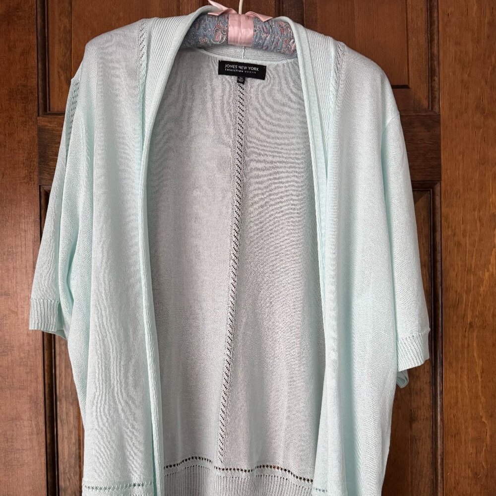 Jones New York Light Mint Open-Front Women's Sweater